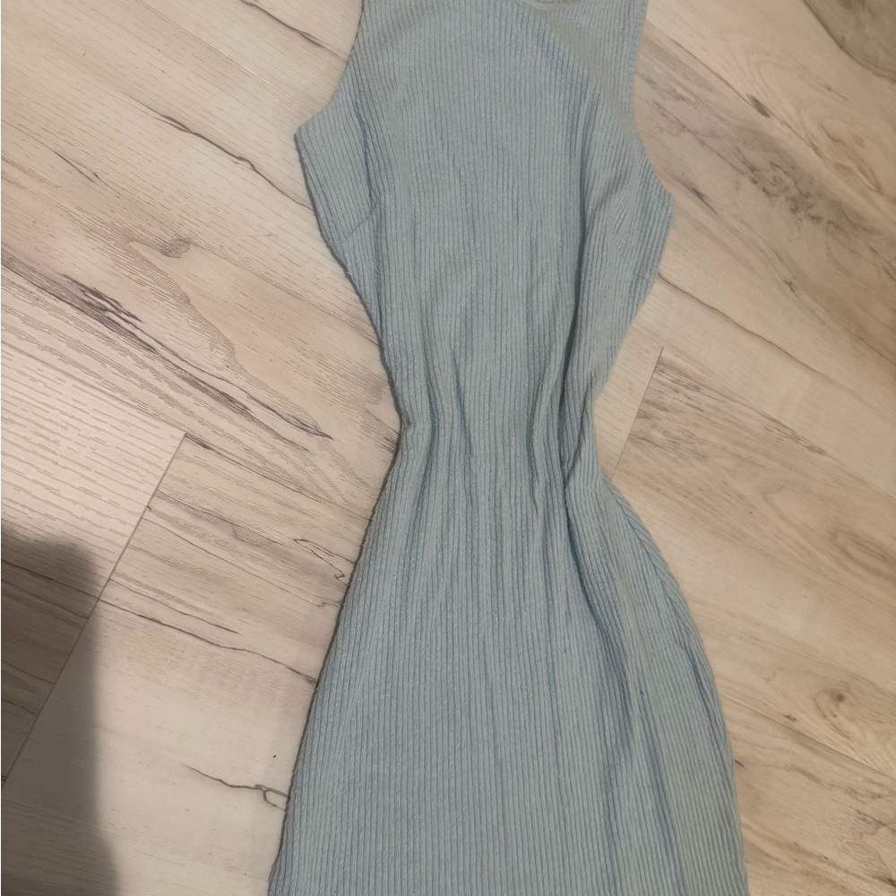 Windsor Light Blue Sleeveless Ribbed Midi Dress